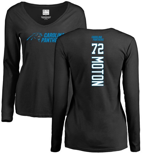 Carolina Panthers Black Women Taylor Moton Backer Slim Fit NFL Football #72 Long Sleeve T Shirt->nfl t-shirts->Sports Accessory